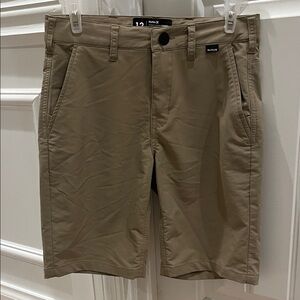 Hurley Boys Khaki Flat Front Shorts with Nike Dri-Fit, 12